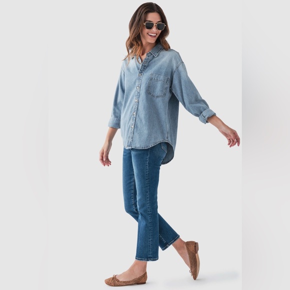 By Together | Denim Button Up Top, Oversized Fit Sz. Medium - Picture 6 of 7